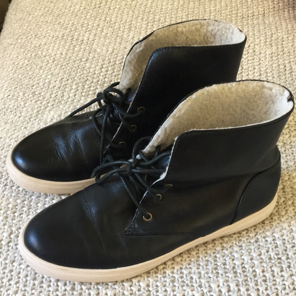 Black genuine leather high tops!